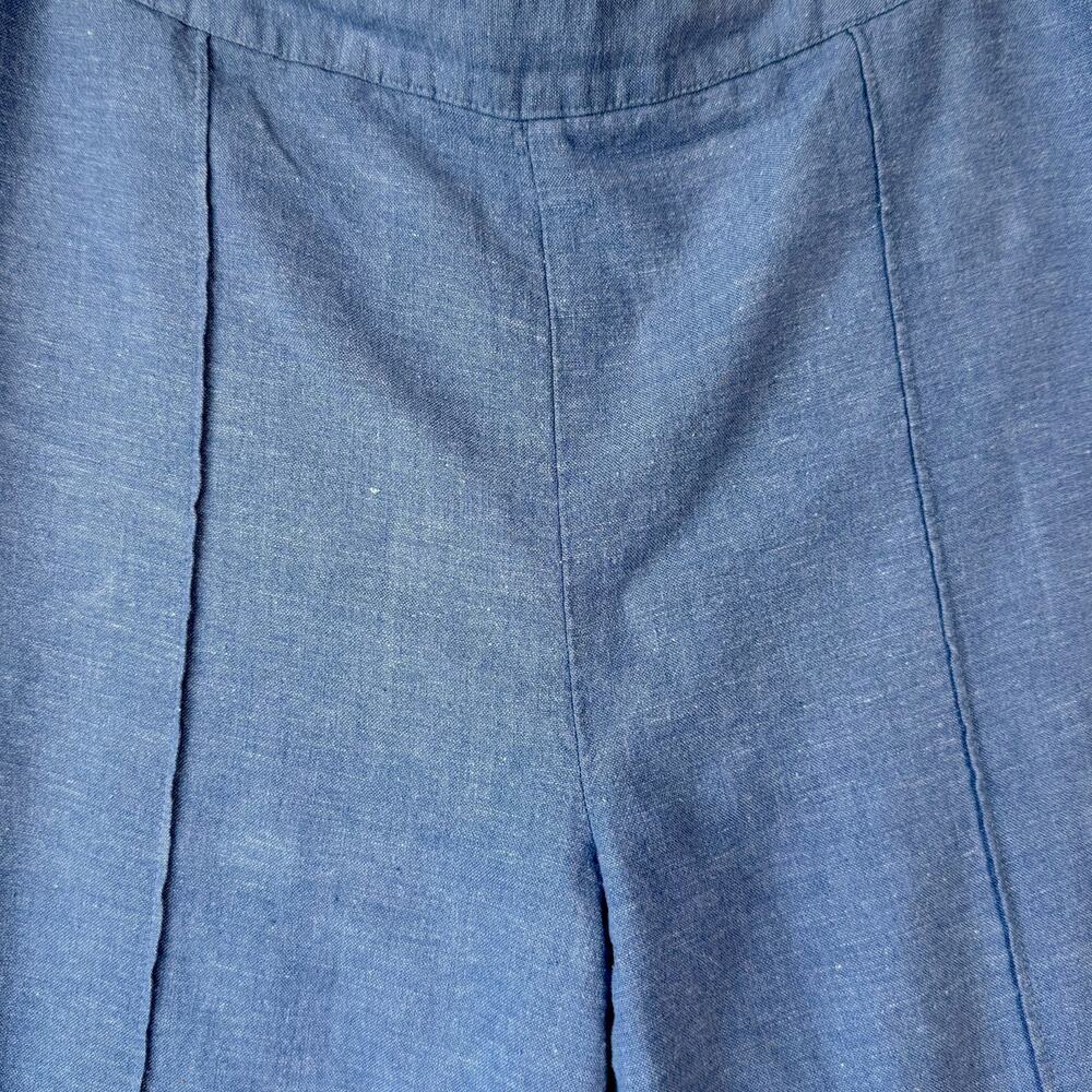 Coldwater Creek Vintage Linen Blend Cargo Crop Wide Leg Pants Pullon Size L Blue - Picture 7 of 14